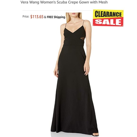 Vera Wang Women's Scuba Crepe Gown with Mesh